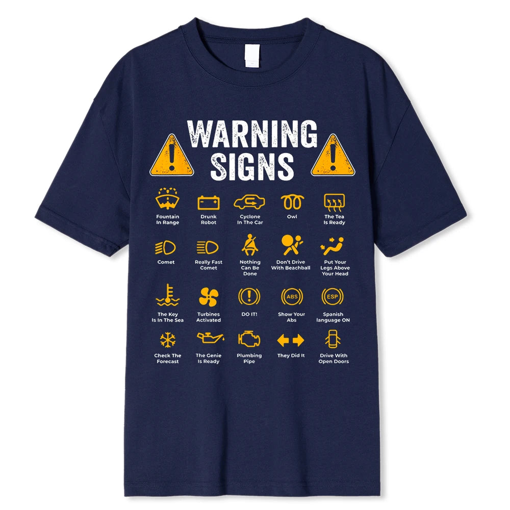 Funny Driving Warning Signs 101 Auto Mechanic Gift Driver T-Shirt Oversized Casual T Shirt Cotton Mens Tops Tees Cotton Clothing