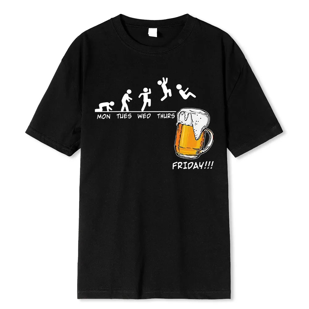 Friday Beer Print Men's Brand T-shirts Funny Graphic Hip Hop Summer Men Tshirts Streetwear Cotton Harajuku T-Shirt Short Sleeve