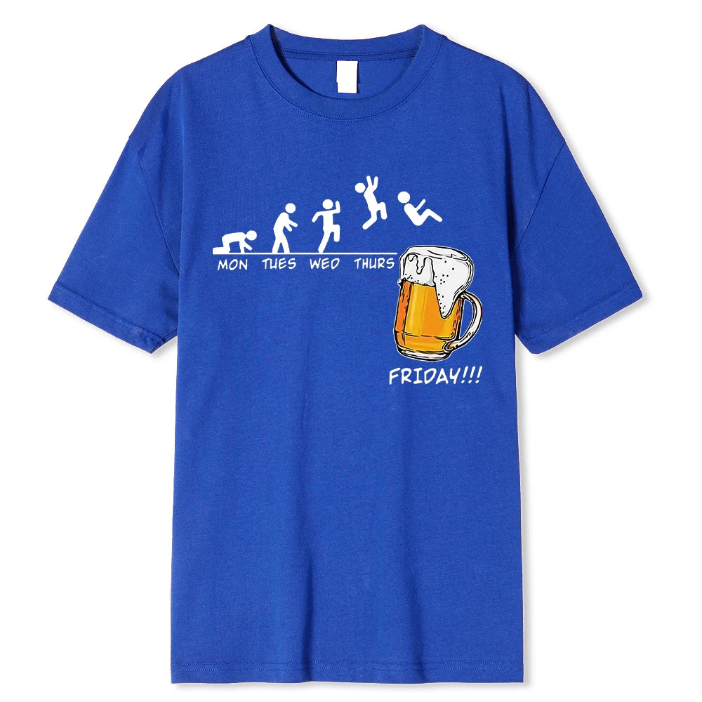 Friday Beer Print Men's Brand T-shirts Funny Graphic Hip Hop Summer Men Tshirts Streetwear Cotton Harajuku T-Shirt Short Sleeve