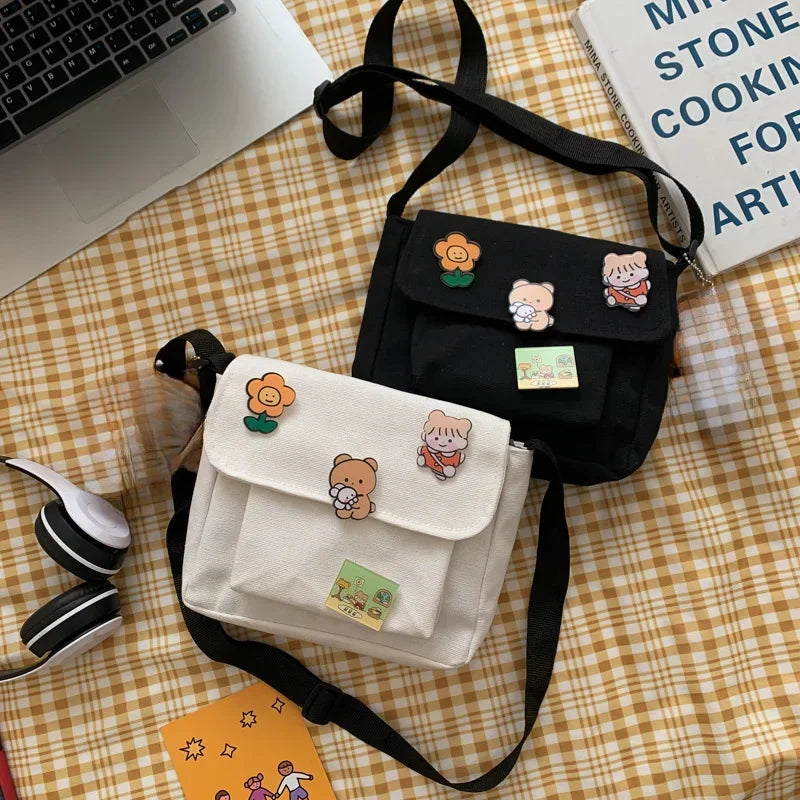 Cute Canvas Small Bag Female 2023 New Japanese Harajuku Diagonal Bag Wild Student Girl Shoulder Bag Bags for Women